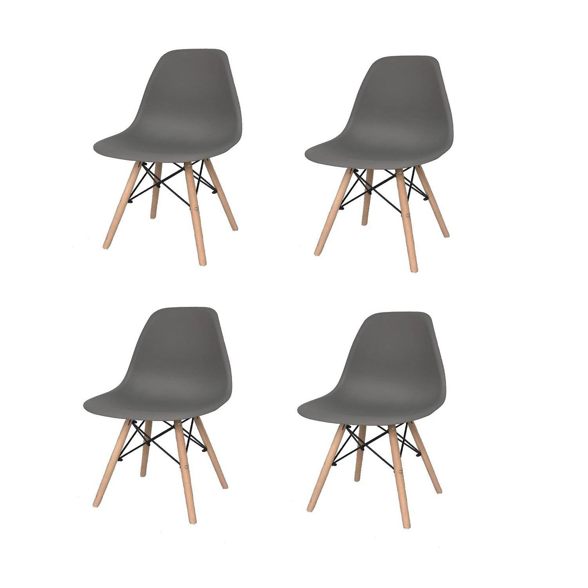 Set x 4 Sillas DKR Gris 47x81cm Asiento Cuadrado con Espaldar - Sillas y Butacos | Bylmo