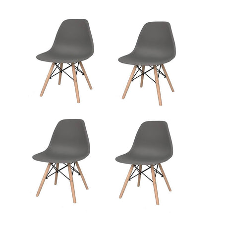 Set x 4 Sillas DKR Gris 47x81cm Asiento Cuadrado con Espaldar - Sillas y Butacos | Bylmo