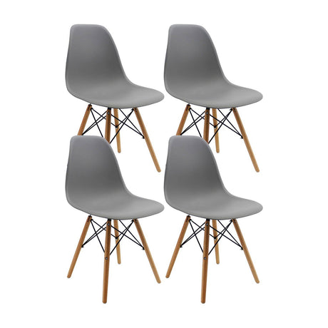 Set x 4 Sillas DKR Gris 47x81cm Asiento Cuadrado con Espaldar - Sillas y Butacos | Bylmo