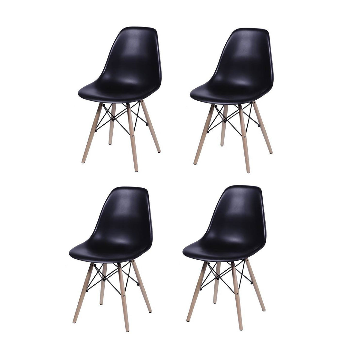 Set x 4 Sillas DKR Negro 47x81cm Asiento Cuadrado con Espaldar - Sillas y Butacos | Bylmo