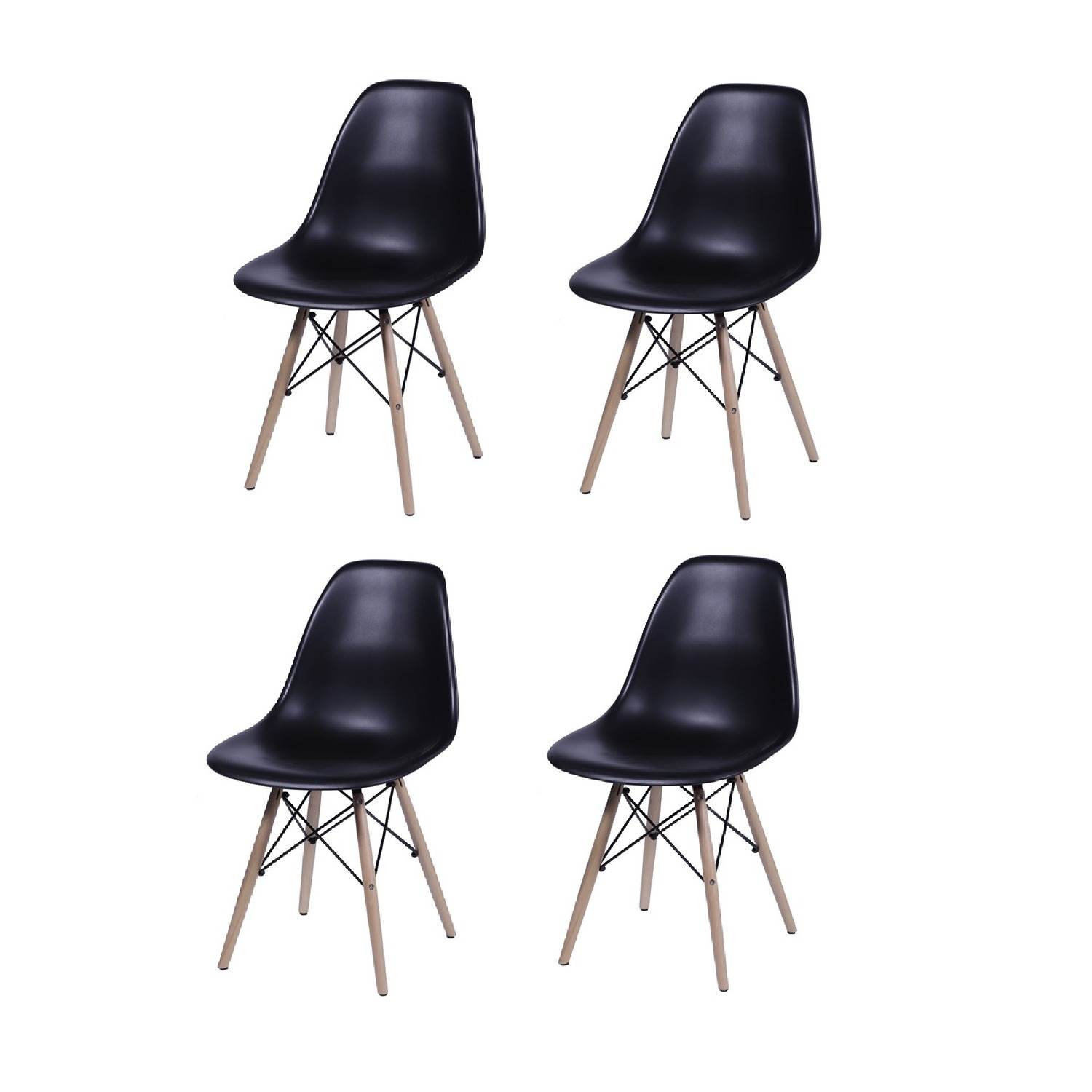 Set x 4 Sillas DKR Negro 47x81cm Asiento Cuadrado con Espaldar - Sillas y Butacos | Bylmo