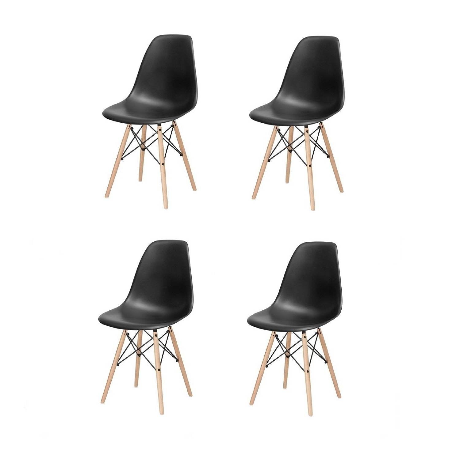 Set x 4 Sillas DKR Negro 47x81cm Asiento Cuadrado con Espaldar - Sillas y Butacos | Bylmo