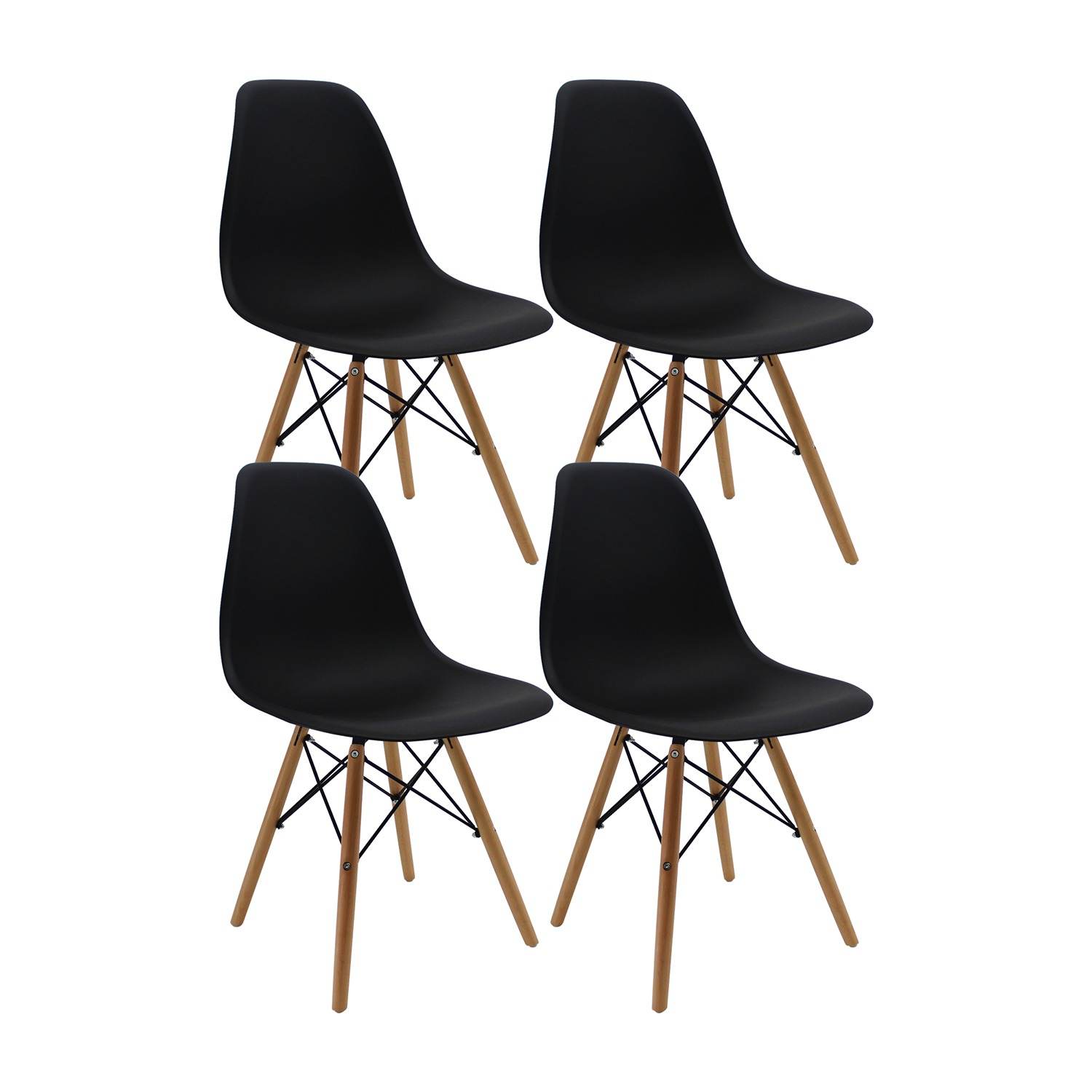 Set x 4 Sillas DKR Negro 47x81cm Asiento Cuadrado con Espaldar - Sillas y Butacos | Bylmo