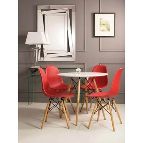 Set x 4 Sillas DKR Rojo 47x81cm Asiento Cuadrado con Espaldar - Sillas y Butacos | Bylmo