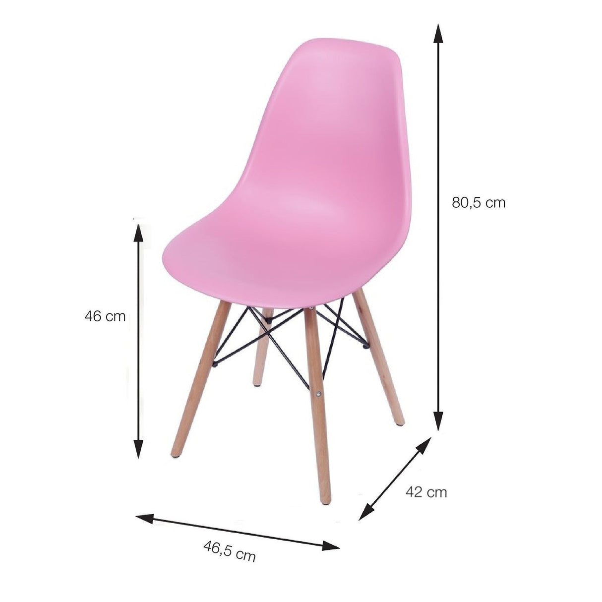 Set x 4 Sillas DKR Rosado 47x81cm Asiento Cuadrado con Espaldar - Sillas y Butacos | Bylmo