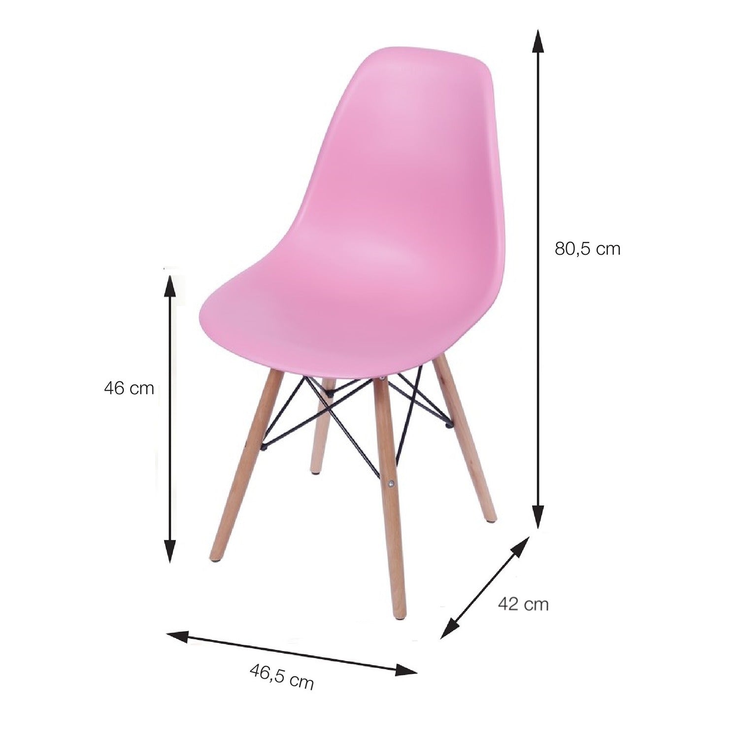 Set x 4 Sillas DKR Rosado 47x81cm Asiento Cuadrado con Espaldar - Sillas y Butacos | Bylmo