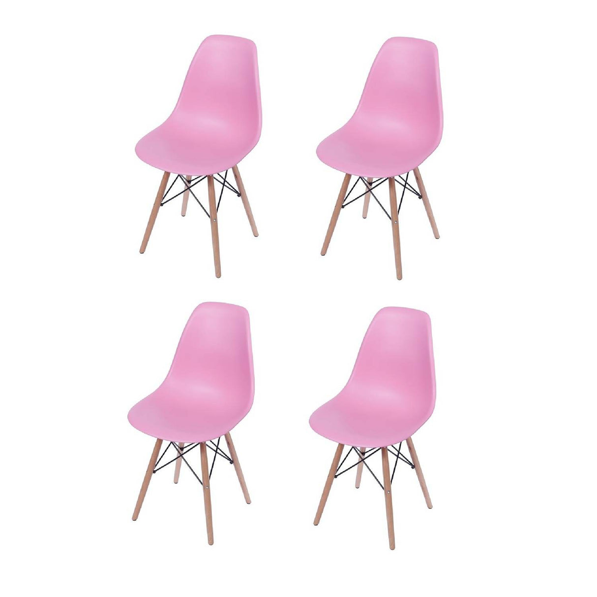 Set x 4 Sillas DKR Rosado 47x81cm Asiento Cuadrado con Espaldar - Sillas y Butacos | Bylmo