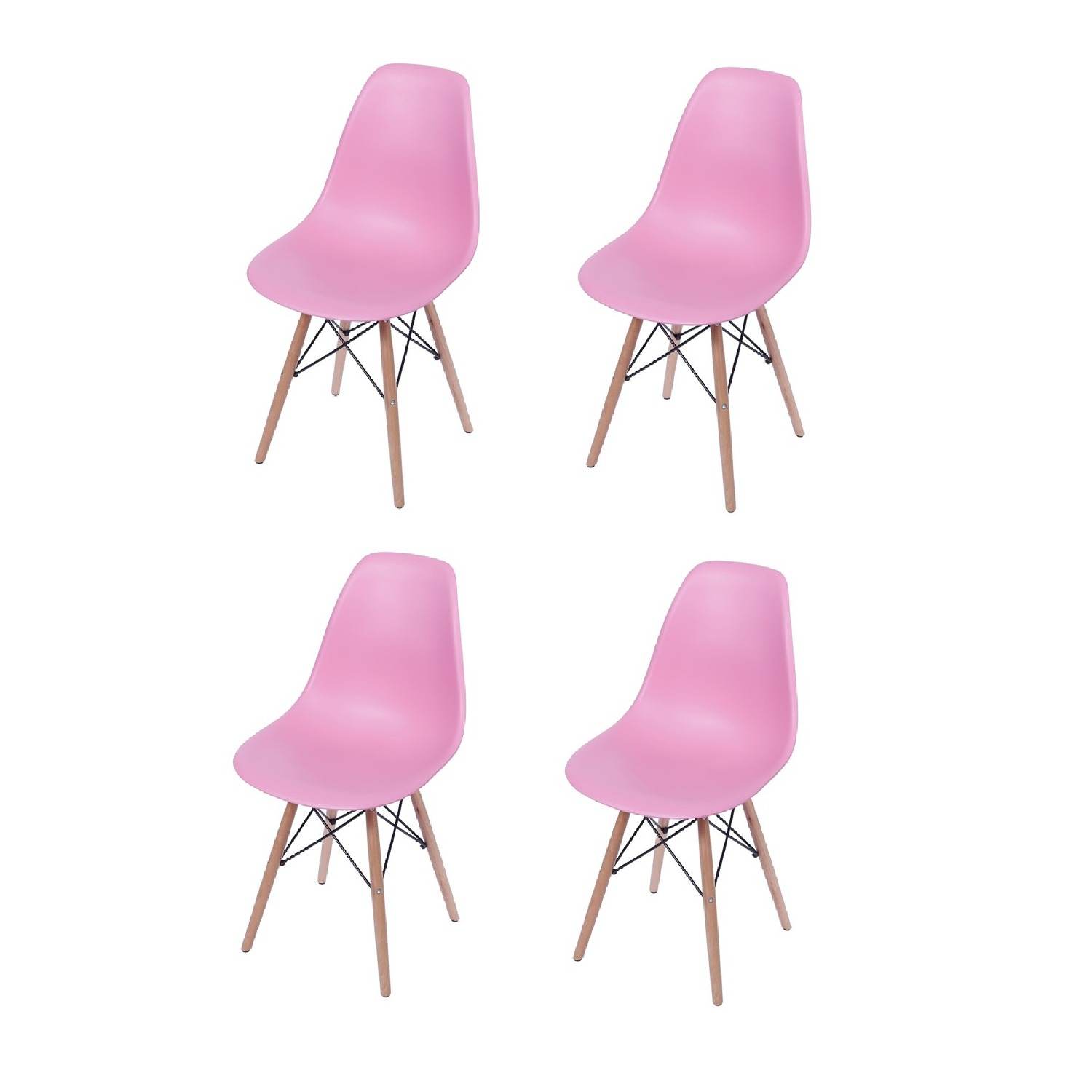 Set x 4 Sillas DKR Rosado 47x81cm Asiento Cuadrado con Espaldar - Sillas y Butacos | Bylmo