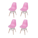Set x 4 Sillas DKR Rosado 47x81cm Asiento Cuadrado con Espaldar - Sillas y Butacos | Bylmo