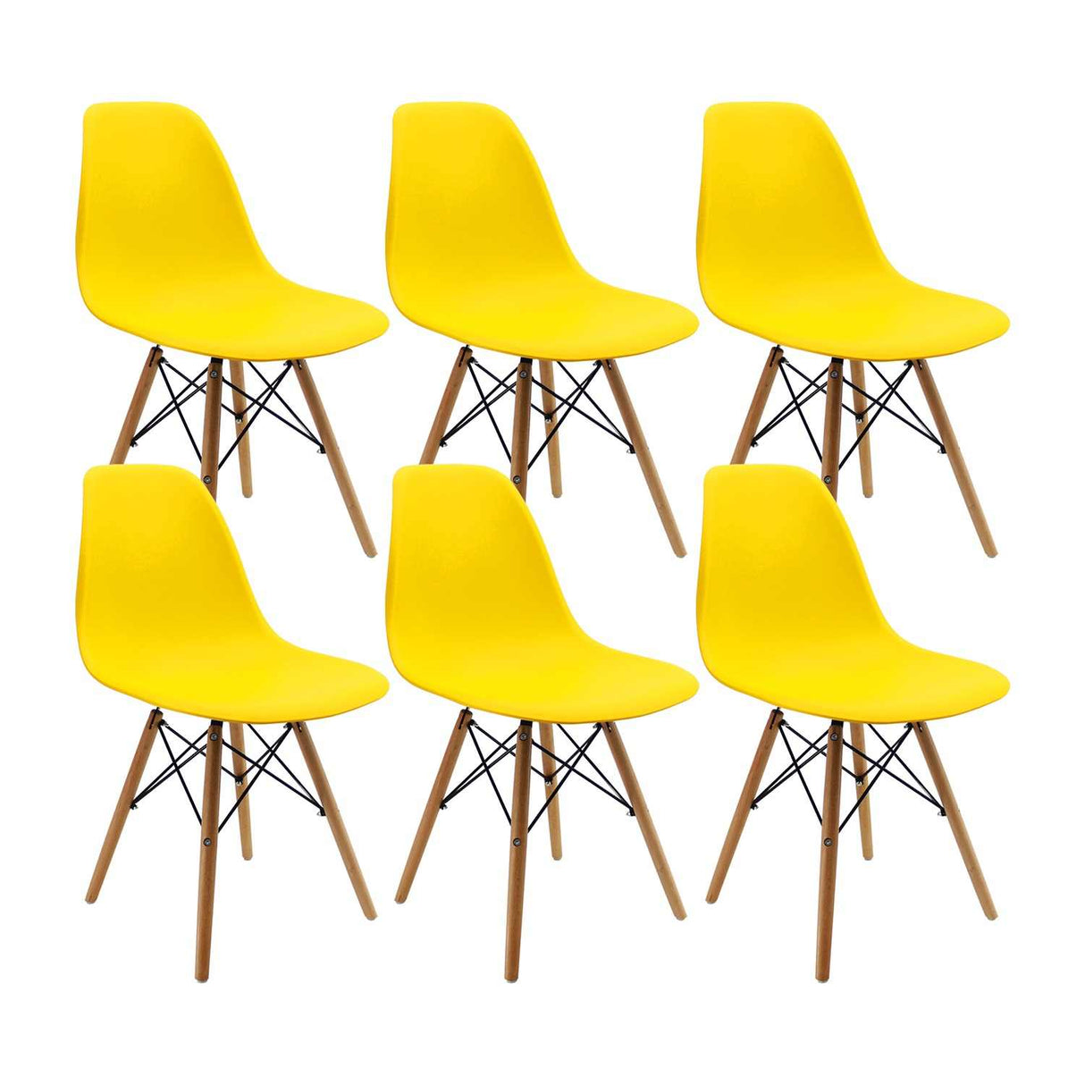 Set x 6 Sillas DKR Amarillo 47x81cm Asiento Cuadrado con Espaldar - Sillas y Butacos | Bylmo