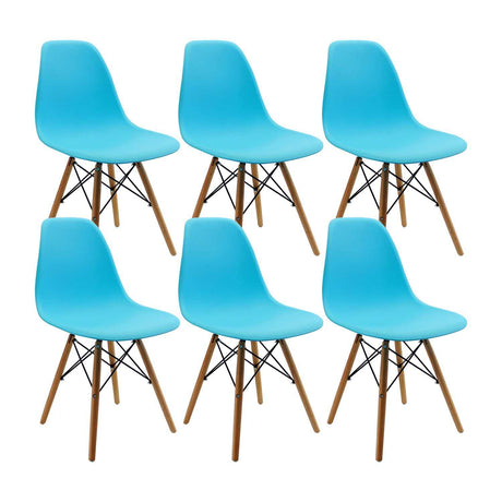 Set x 6 Sillas DKR Azul 47x81cm Asiento Cuadrado con Espaldar - Sillas y Butacos | Bylmo