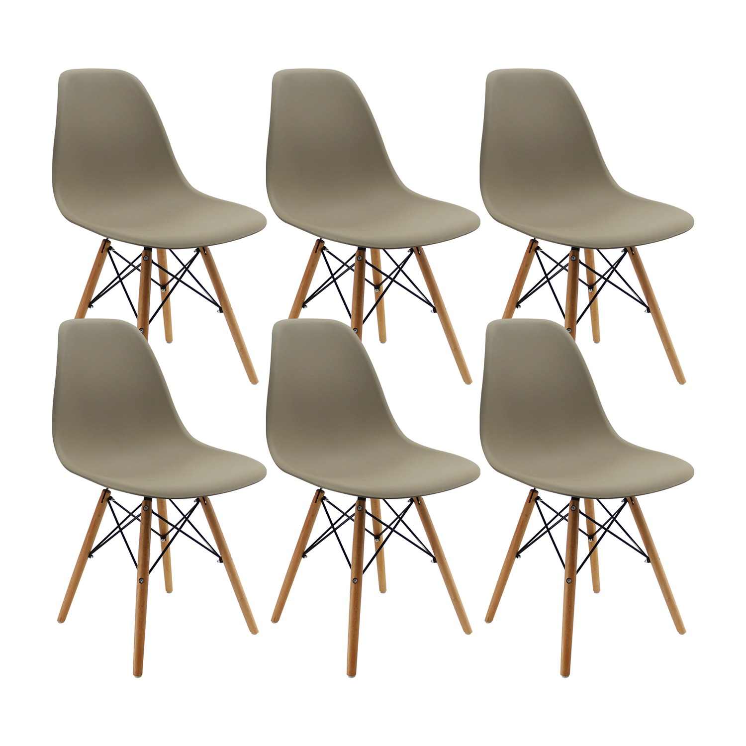 Set x 6 Sillas DKR Beige 47x81cm Asiento Cuadrado con Espaldar - Sillas y Butacos | Bylmo