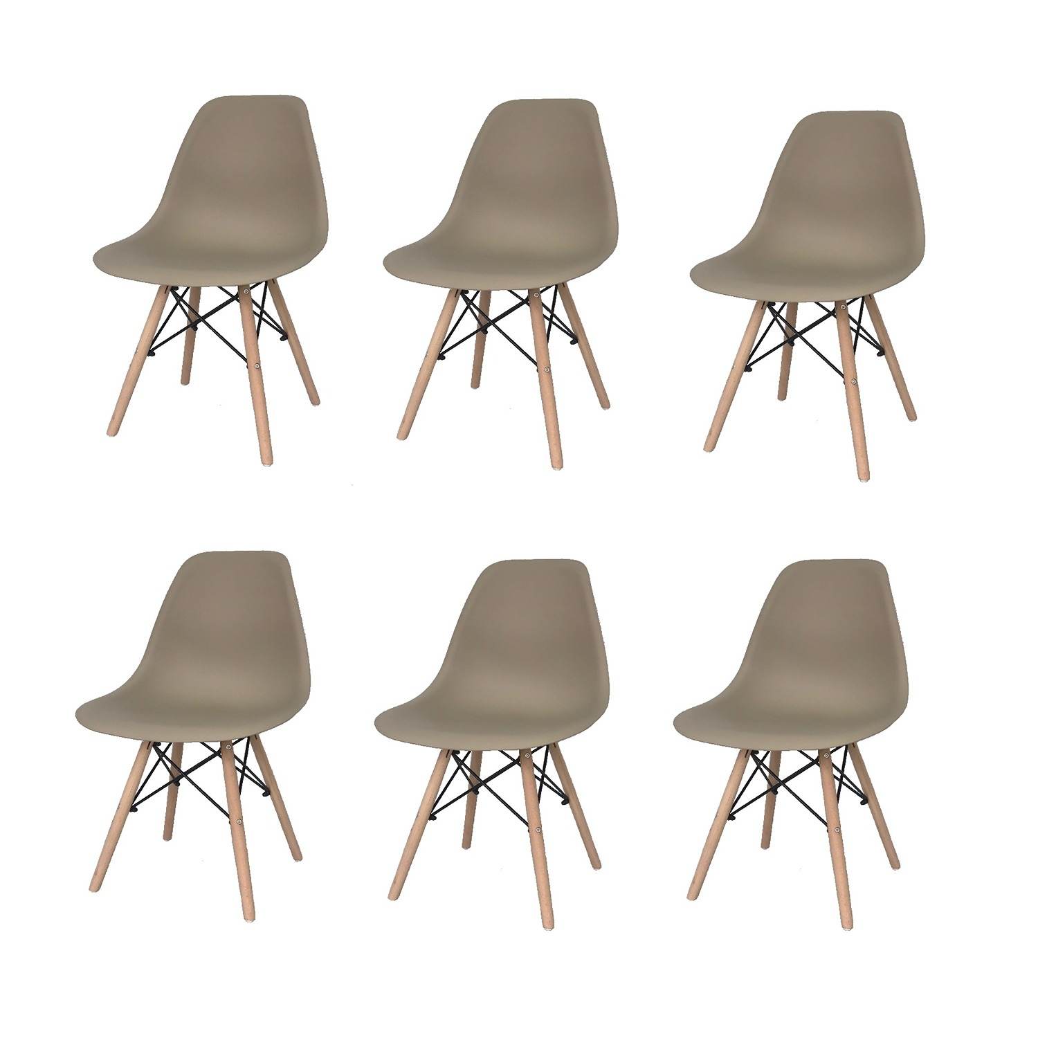 Set x 6 Sillas DKR Beige 47x81cm Asiento Cuadrado con Espaldar - Sillas y Butacos | Bylmo