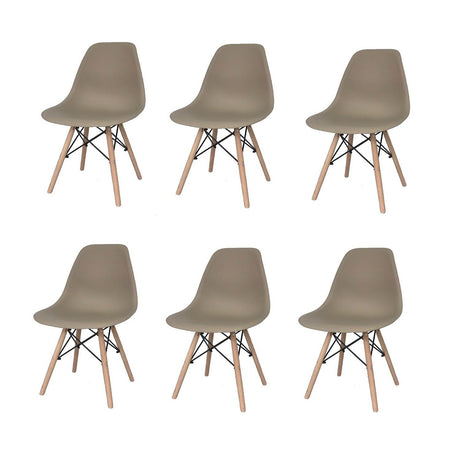 Set x 6 Sillas DKR Beige 47x81cm Asiento Cuadrado con Espaldar - Sillas y Butacos | Bylmo