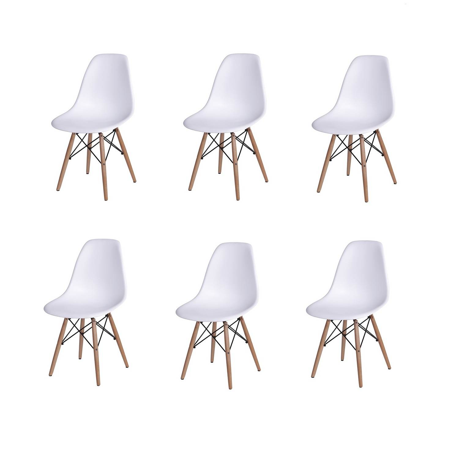 Set x 6 Sillas DKR Blanco 47x81cm Asiento Cuadrado con Espaldar - Sillas y Butacos | Bylmo