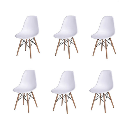 Set x 6 Sillas DKR Blanco 47x81cm Asiento Cuadrado con Espaldar - Sillas y Butacos | Bylmo