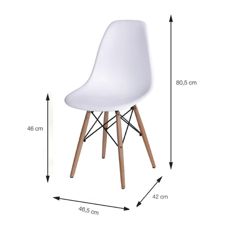 Set x 6 Sillas DKR Blanco 47x81cm Asiento Cuadrado con Espaldar - Sillas y Butacos | Bylmo