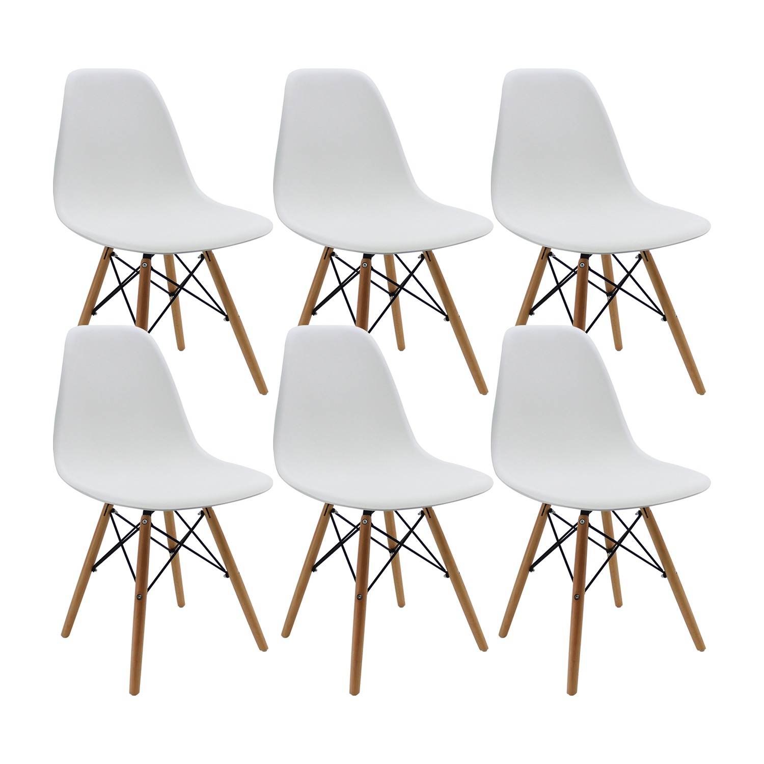 Set x 6 Sillas DKR Blanco 47x81cm Asiento Cuadrado con Espaldar - Sillas y Butacos | Bylmo