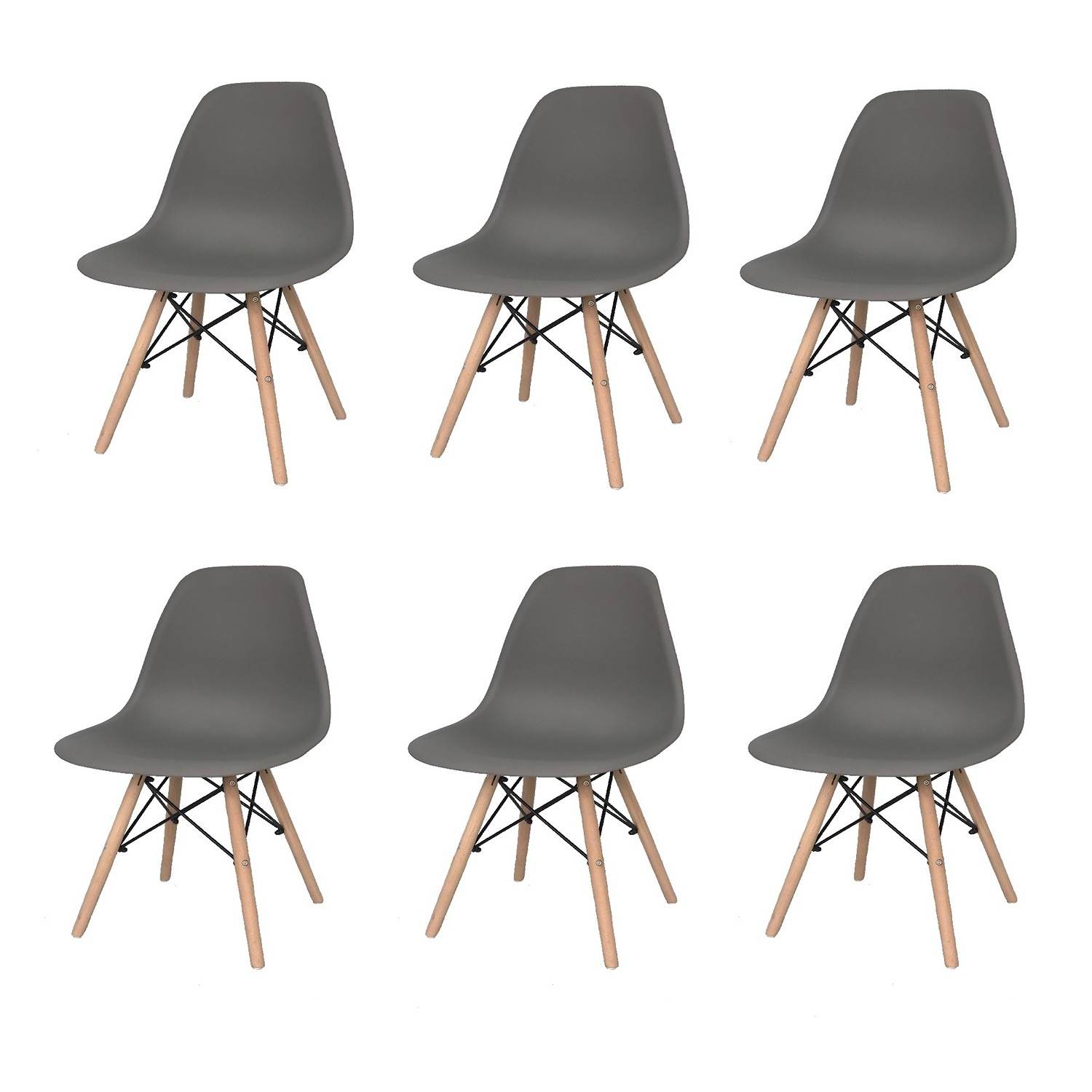 Set x 6 Sillas DKR Gris 47x81cm Asiento Cuadrado con Espaldar - Sillas y Butacos | Bylmo