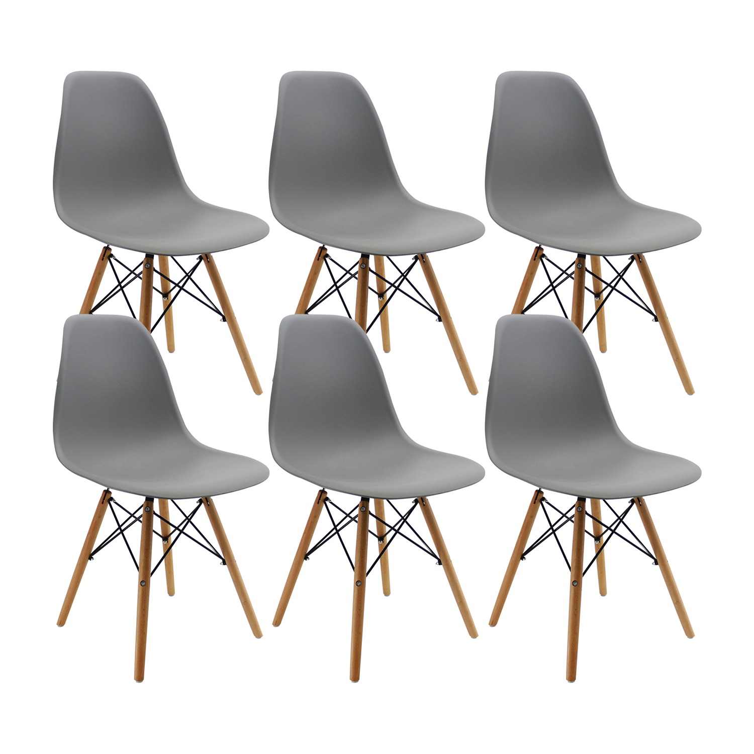 Set x 6 Sillas DKR Gris 47x81cm Asiento Cuadrado con Espaldar - Sillas y Butacos | Bylmo