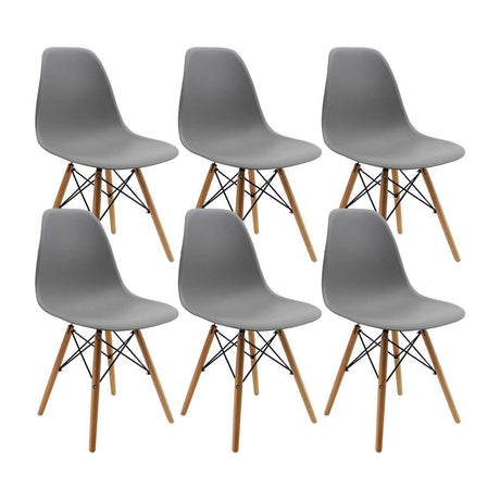 Set x 6 Sillas DKR Gris 47x81cm Asiento Cuadrado con Espaldar - Sillas y Butacos | Bylmo
