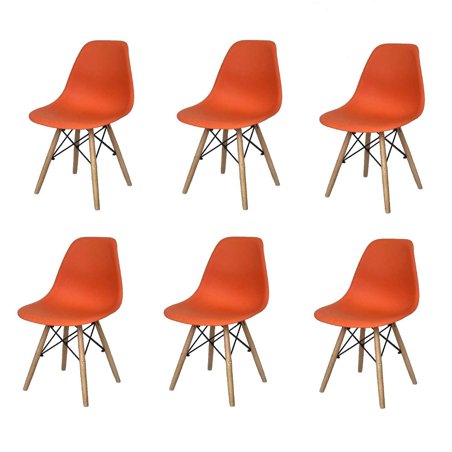 Set x 6 Sillas DKR Naranja 47x81cm Asiento Cuadrado con Espaldar - Sillas y Butacos | Bylmo