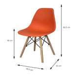 Set x 6 Sillas DKR Naranja 47x81cm Asiento Cuadrado con Espaldar - Sillas y Butacos | Bylmo