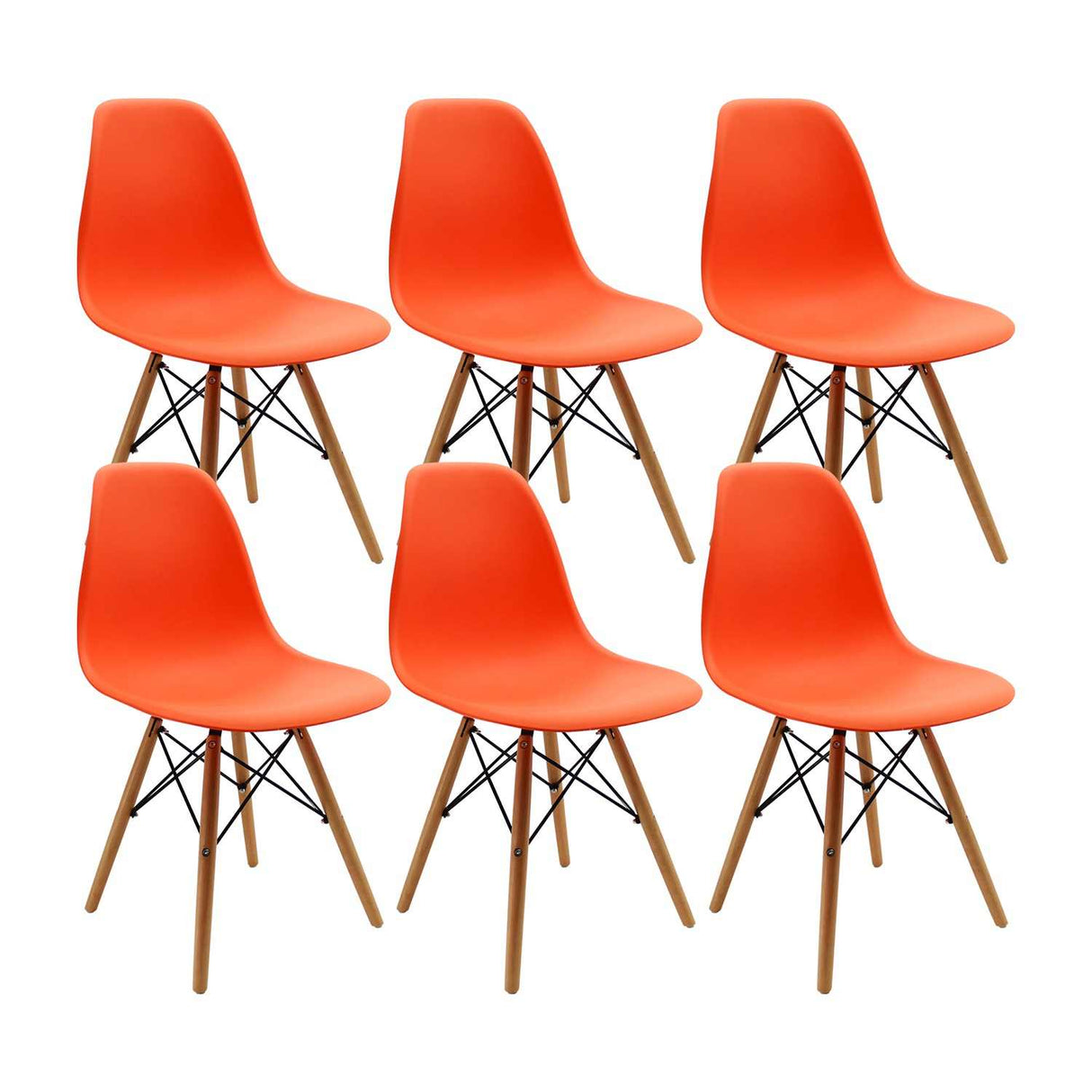 Set x 6 Sillas DKR Naranja 47x81cm Asiento Cuadrado con Espaldar - Sillas y Butacos | Bylmo