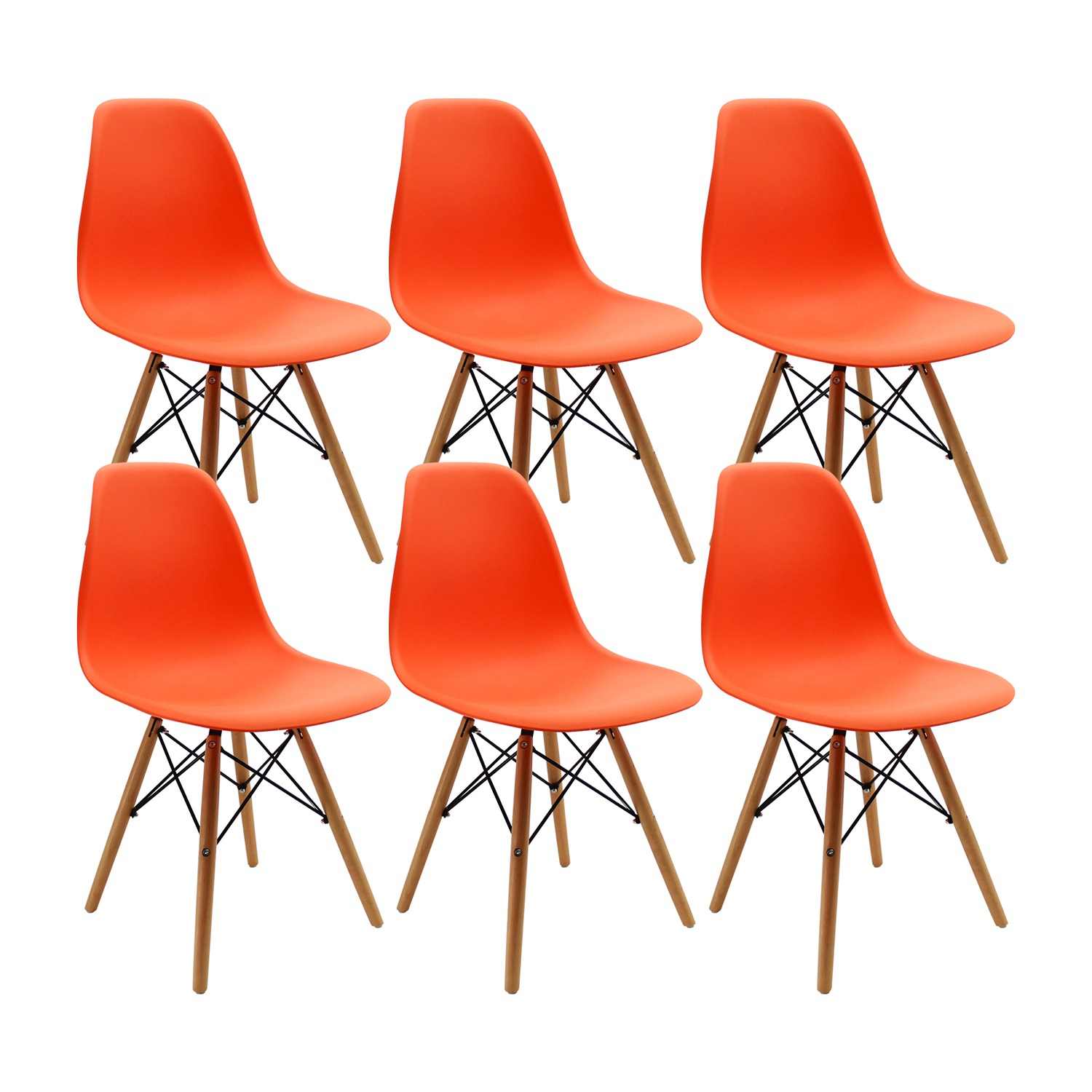 Set x 6 Sillas DKR Naranja 47x81cm Asiento Cuadrado con Espaldar - Sillas y Butacos | Bylmo