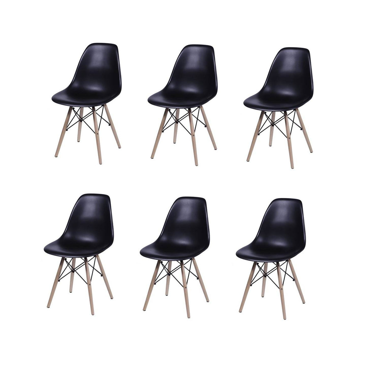 Set x 6 Sillas DKR Negro 47x81cm Asiento Cuadrado con Espaldar - Sillas y Butacos | Bylmo