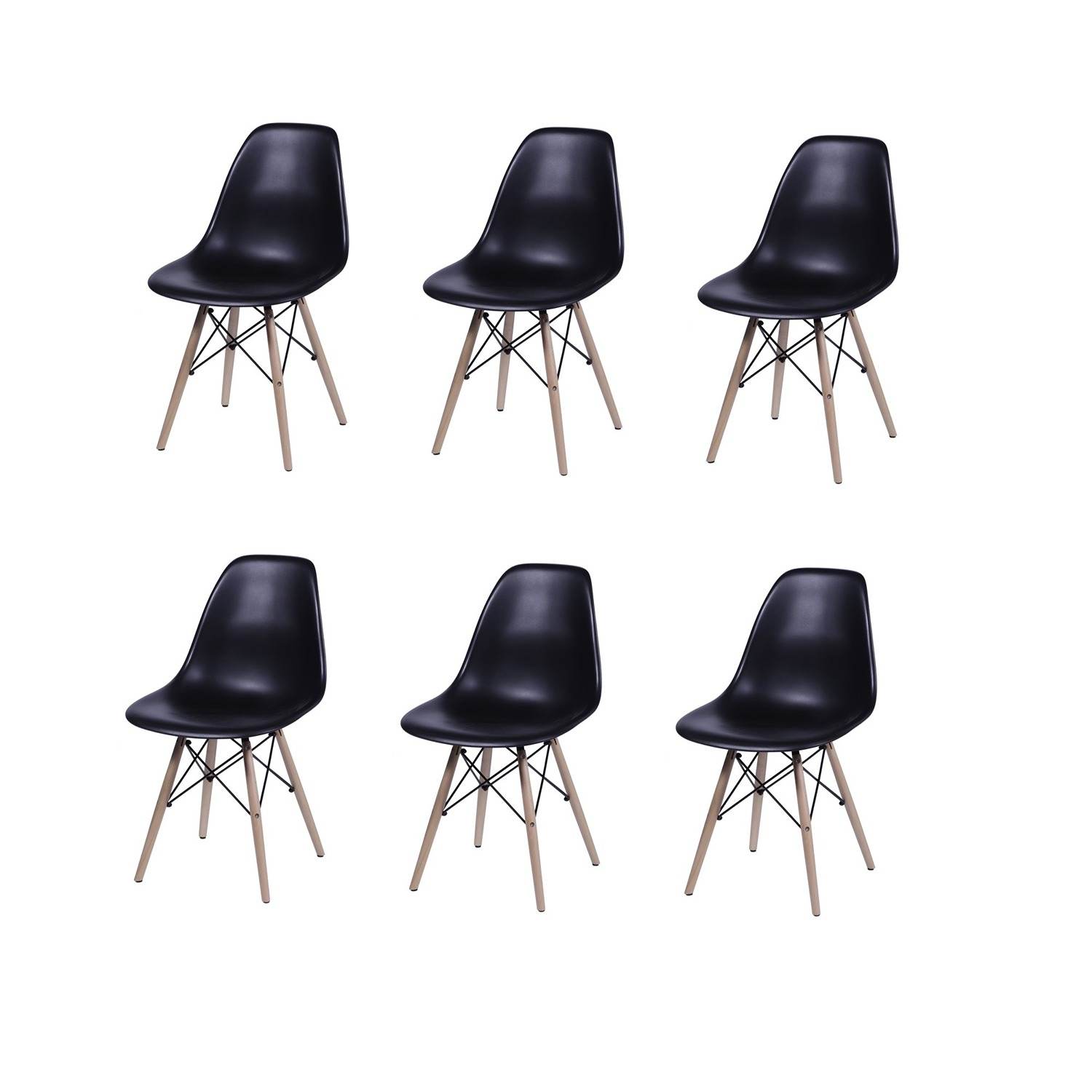 Set x 6 Sillas DKR Negro 47x81cm Asiento Cuadrado con Espaldar - Sillas y Butacos | Bylmo