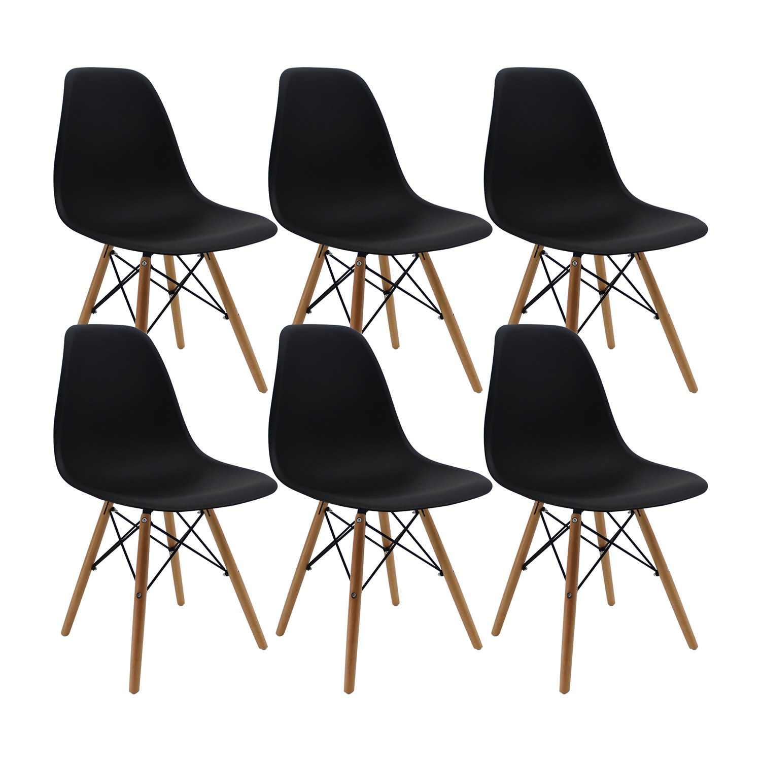 Set x 6 Sillas DKR Negro 47x81cm Asiento Cuadrado con Espaldar - Sillas y Butacos | Bylmo