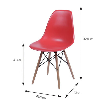 Set x 6 Sillas DKR Rojo 47x81cm Asiento Cuadrado con Espaldar - Sillas y Butacos | Bylmo