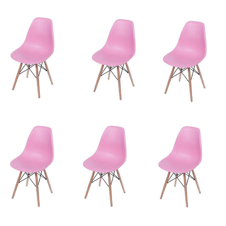 Set x 6 Sillas DKR Rosado 47x81cm Asiento Cuadrado con Espaldar - Sillas y Butacos | Bylmo