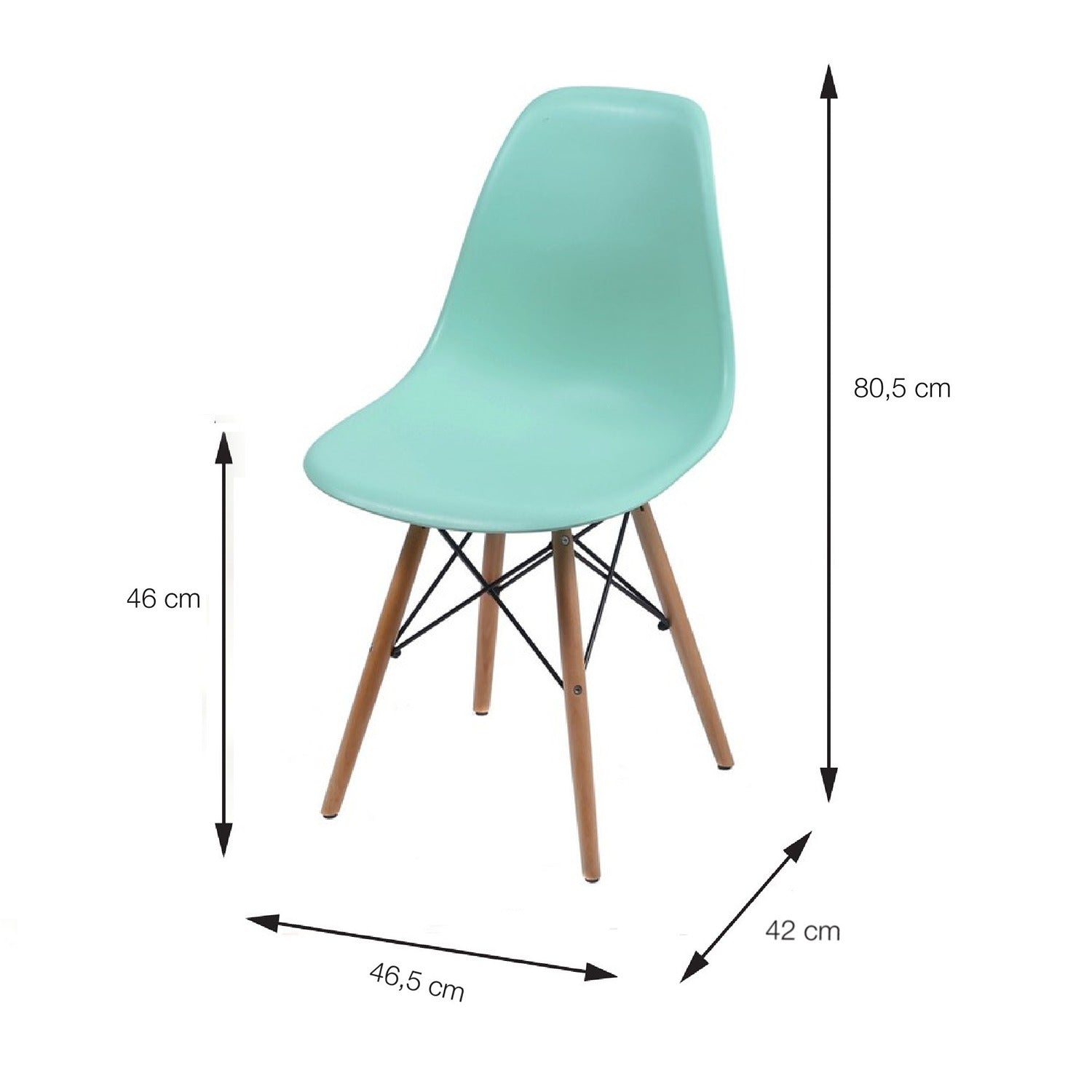 Set x 6 Sillas DKR Verde Menta 47x81cm Asiento Cuadrado con Espaldar - Sillas y Butacos | Bylmo