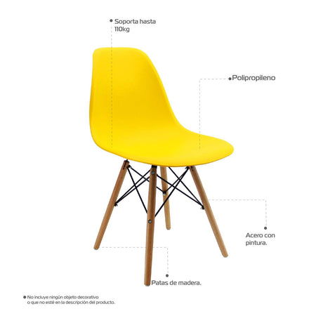 Silla 5 Cero Amarillo 42x81cm Asiento Cuadrado con Espaldar - Sillas y Butacos | Bylmo