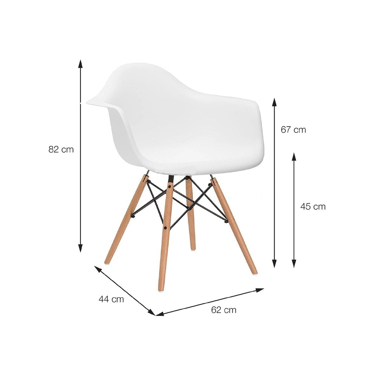 Silla 5 Cero Blanco 44x82cm Asiento Cuadrado con Espaldary con Apoya Brazos - Sillas y Butacos | Bylmo
