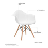 Silla 5 Cero Blanco 44x82cm Asiento Cuadrado con Espaldary con Apoya Brazos - Sillas y Butacos | Bylmo