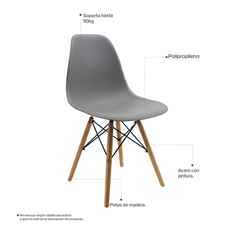Silla 5 Cero Gris 42x81cm Asiento Cuadrado con Espaldar - Sillas y Butacos | Bylmo