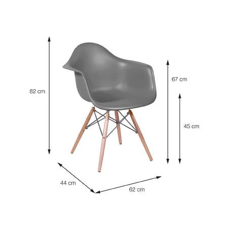 Silla 5 Cero Gris 44x82cm Asiento Cuadrado con Espaldary con Apoya Brazos - Sillas y Butacos | Bylmo
