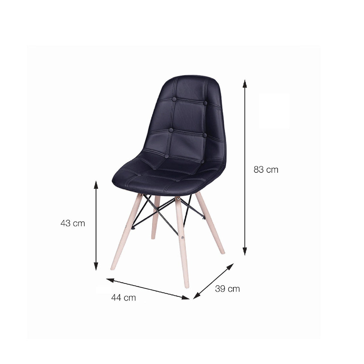 Silla 5 Cero Negro 39x83cm Asiento Cuadrado con Espaldar - Sillas y Butacos | Bylmo