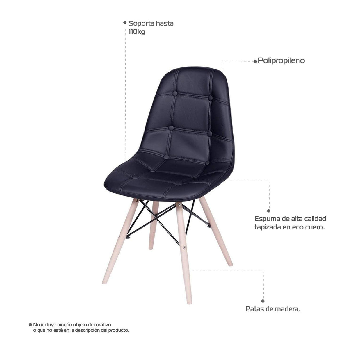 Silla 5 Cero Negro 39x83cm Asiento Cuadrado con Espaldar - Sillas y Butacos | Bylmo