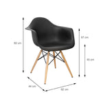 Silla 5 Cero Negro 44x82cm Asiento Cuadrado con Espaldary con Apoya Brazos - Sillas y Butacos | Bylmo