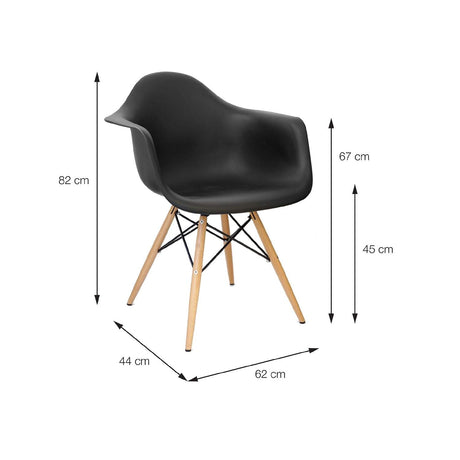 Silla 5 Cero Negro 44x82cm Asiento Cuadrado con Espaldary con Apoya Brazos - Sillas y Butacos | Bylmo