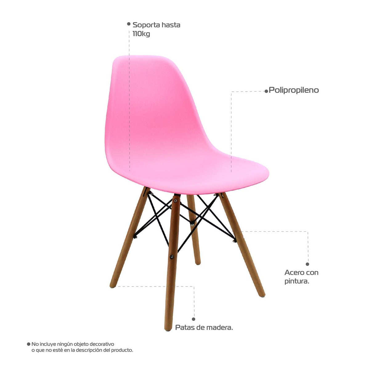 Silla 5 Cero Rosada 42x81cm Asiento Cuadrado con Espaldar - Sillas y Butacos | Bylmo