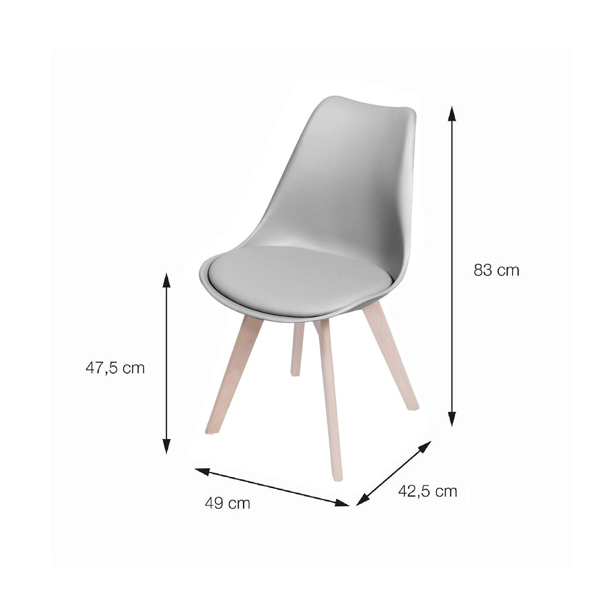 Silla 5 Cincuenta Gris 43x83cm Asiento Cuadrado con Espaldar - Sillas y Butacos | Bylmo