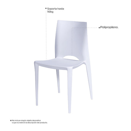 Silla 5 Cuatro Blanco 42x84cm Asiento Cuadrado con Espaldar - Sillas y Butacos | Bylmo