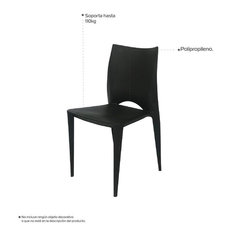 Silla 5 Cuatro Negro 42x84cm Asiento Cuadrado con Espaldar - Sillas y Butacos | Bylmo