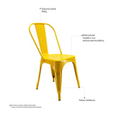 Silla 5 Nueve Amarillo 36x86cm Asiento Cuadrado con Espaldar - Sillas y Butacos | Bylmo