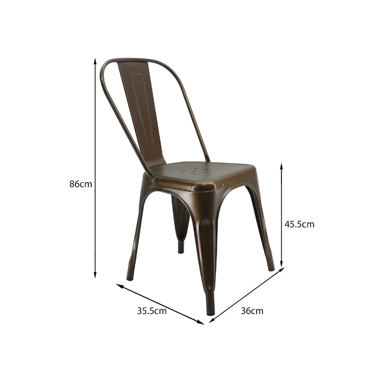 Silla 5 Nueve Bronce 36x86cm Asiento Cuadrado con Espaldar - Sillas y Butacos | Bylmo